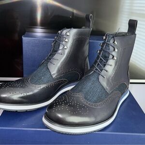Men's Stylish Black Leather Brogue Boots
